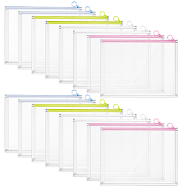 40Pcs 4 Colors PVC Zipper File Pockets, Document Storage Bags, Rectangle