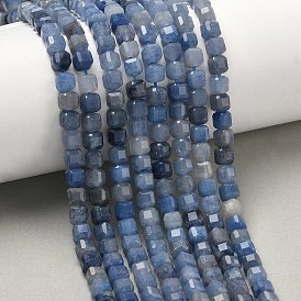 Природные голубые авантюрин бисером пряди, граненый стол, вырезанный куб, окрашенная и подогревом