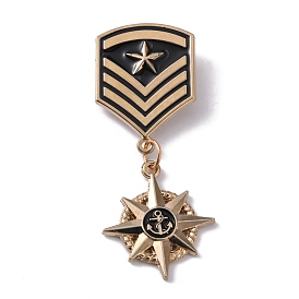 Star & Anchor Zinc Alloy Pendant Lapel Pin, Chevron Dangle Charm Brooch Medal for Men