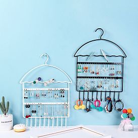 Wall-mounted Iron Jewelry Display Rack, Jewelry Hanging Organizer Holder for Bracelet, Necklace, Earrings Storage