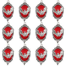 12 шт. эмалевые подвески из сплава в форме летучей мыши-вампира, античное серебро