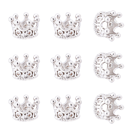 Rack Plating Brass Micro Pave Cubic Zirconia Beads, Large Hole Beads, Long-Lasting Plated, Crown