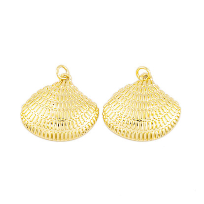 Rack Plating Brass Pendants, Cadmium Free & Lead Free, Long-Lasting Plated, Shell Shape