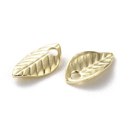 Brass Charms, Long-Lasting Plated, Leaf