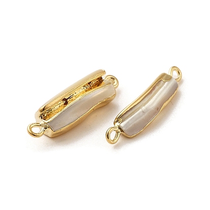 Natural Trochus Shell Pendants, with Brass Findings, Rectangle Charms