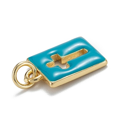 Brass Enamel Charms, Real 18K Gold Plated, Long-Lasting Plated, Rectangle with Cross