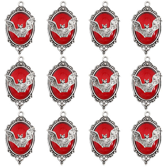 12 шт. эмалевые подвески из сплава в форме летучей мыши-вампира, античное серебро