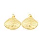 Rack Plating Brass Pendants, Cadmium Free & Lead Free, Long-Lasting Plated, Shell Shape