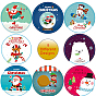 Christmas PVC Plastic Roll Sticker Labels, Self-adhesion, for Suitcase, Skateboard, Refrigerator, Helmet, Mobile Phone Shell, Round, Christmas Themed Pattern