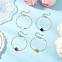 4Pulseras de eslabones de cuentas redondas planas de ágata roja natural, ágata negra, topacio, jade y ágata blanca, pulseras de cadena tipo cable para mujer