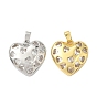 Латунные микропаве прозрачные подвески с фианитом, без кадмия и без свинца, сердце