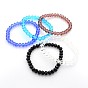 Glass Rondelle Beads Stretch Bracelets, 60mm