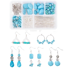 DIY серьги решений, с синтетическими бирюзовых бус, Бусины из тибетского серебра, обручание серьги