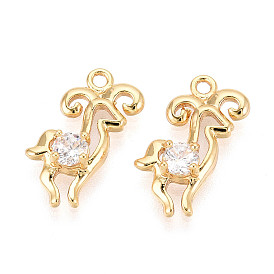 Подвески из латуни с прозрачным фианитом, овца, без никеля 