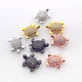Micro cuivres ouvrent perles de tortue de zircone cubique, sans cadmium et sans nickel et sans plomb, 12x9.5x4.5mm, Trou: 1mm