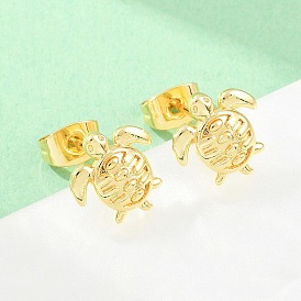 Латунь серьги, черепаха, долговечный, стойки покрытие, без свинца и без кадмия