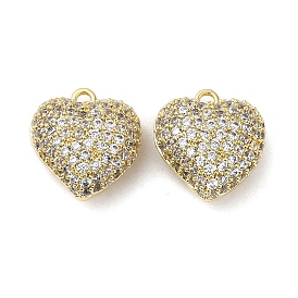 Brass Micro Pave Cubic Zirconia Hollow Out Charms, Heart