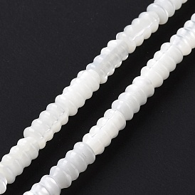 Natural Trochid Shell/Trochus Shell Beads Strands, Rondelle, White