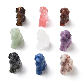 Natural & Synthetic Gemstone Carved Dog Figurines, for Home Office Desktop Decoration