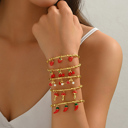 Милые и симпатичные латунные браслеты-манжеты, браслеты с подвесками для женщин