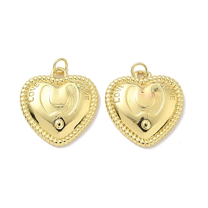 Латунные подвески, сердце прелести, с целью перехода в кольце, стойки покрытие, долговечный, без кадмия и без свинца