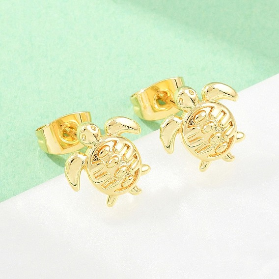 Латунь серьги, черепаха, долговечный, стойки покрытие, без свинца и без кадмия