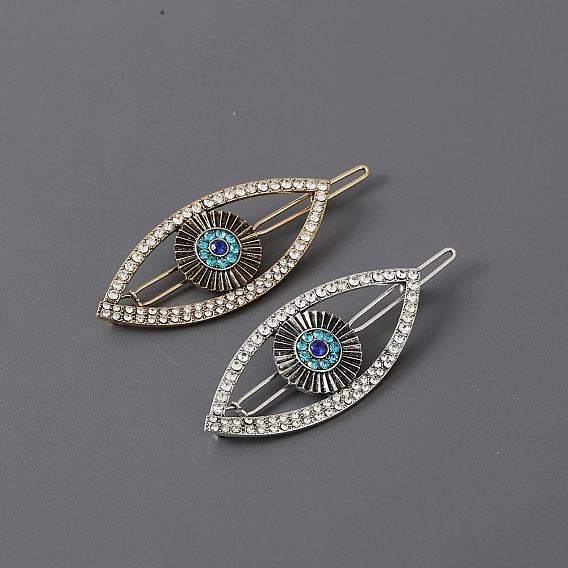 Alloy Rhinestone Hair Bobby Pins, Evil Eye
