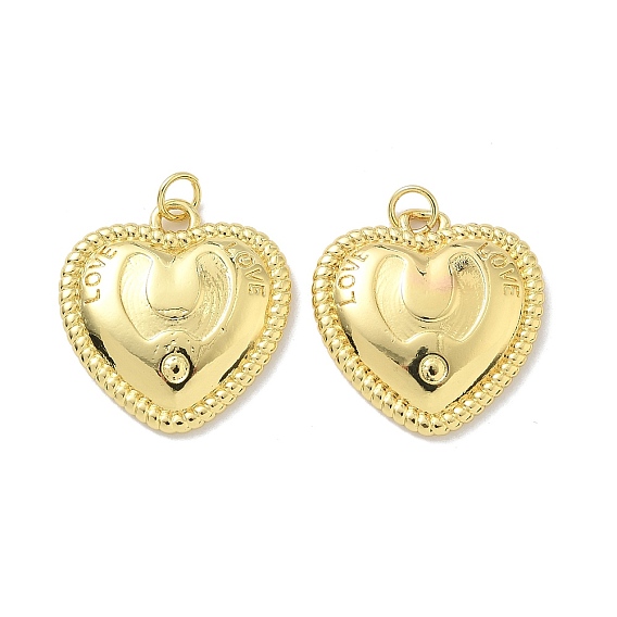 Латунные подвески, сердце прелести, с целью перехода в кольце, стойки покрытие, долговечный, без кадмия и без свинца
