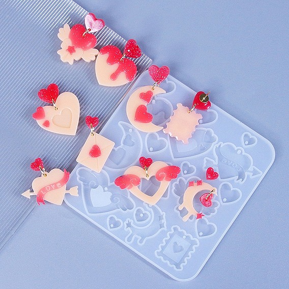 Сердце diy силиконовые украшения подвесные формы, для уф-смолы, изготовление изделий из эпоксидной смолы