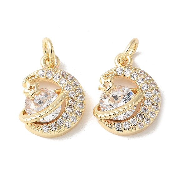 Латунные микропаве прозрачные подвески с фианитом, звезды прелести, без кадмия и без свинца, долговечный, стойки покрытие, с целью перехода в кольце