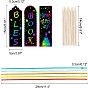Bookmarks Making Kit, with Blank Paper Cards with Hole, Ribbon and Bamboo Sticks, for DIY Scratch Art Paper Magic Bookmark Gift Tags