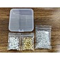 Brass Post Earring Findings, with Loop and Rhinestone, Plastic Ear Nuts