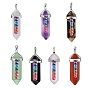 Подвески-пули с двойным наконечником и заостренными гранеными драгоценными камнями, Красочные подвески из сплава чакры со стразами, платина