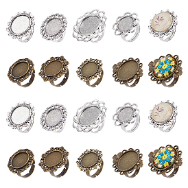 32 шт 8 стиль винтаж регулируемые железные компоненты перстня в виде цветка с оправой из сплава кабошона
