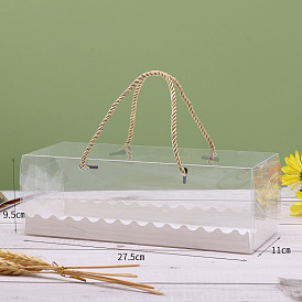 Caja de rollo de pastel de plástico transparente, Caja de embalaje para cupcakes de panadería con asa, Rectángulo