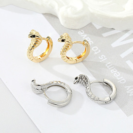 Silver Snake Earrings - Unique Animal Studs for Women's Fashion Jewelry