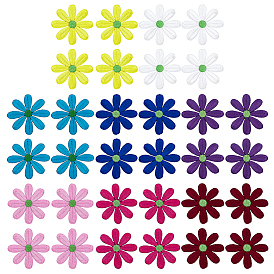 32шт 8 цвета полиэстер гладить/пришивать нашивки, термоклей, аппликации из ткани, цветок