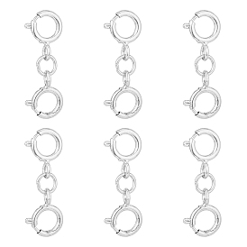 6 шт. 925 застежки с двойным пружинным кольцом из стерлингового серебра