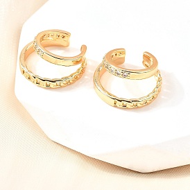 Латунные серьги-манжеты из прозрачного кубического циркония, двухслойный с-образный