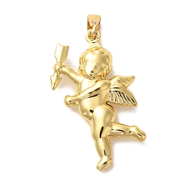 Rack Plating Brass Pendants, Cupid Charms, Cadmium Free & Lead Free, Long-Lasting Plate