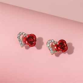 Romantic Rose Heart Earrings: Chic and Elegant Hollow Design Jewelry