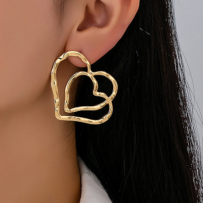 Серьги из цинкового сплава, полые сердца