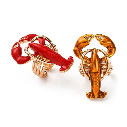 Сплав манжеты кольца, с эмалью, омар, золотой свет