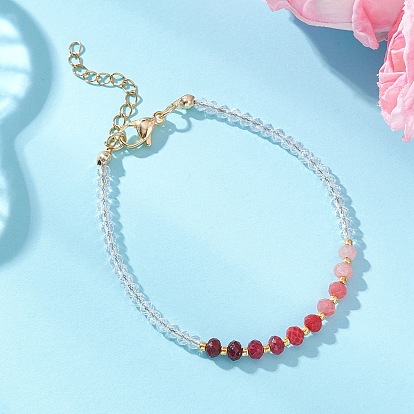 Браслеты из окрашенного натурального малайзийского нефрита и стеклянных бусин для женщин, рондель, градиент цвета