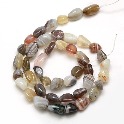 Natural Botswana Agate Nuggets Beads Strands, Tumbled Stone, 8~12x8~12mm, Hole: 1mm, about 44pcs/strand, 15.5 inch