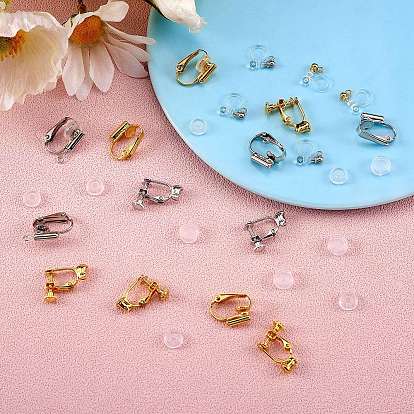 DIY Clip-on Earring Making Finding Kits, Including Resin & Brass Clip-on Earring Findings, Plastic Pads