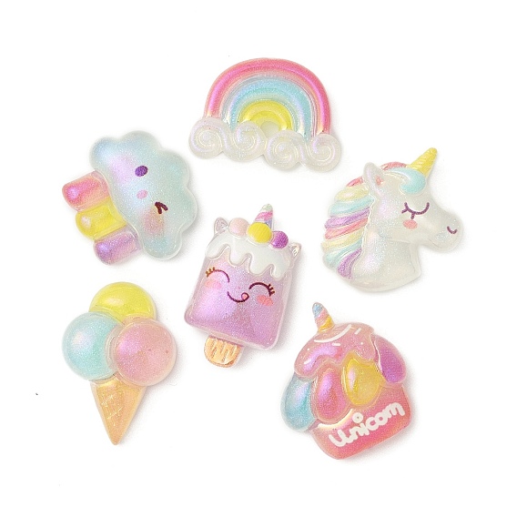 Летняя тематика непрозрачные смоляные кабошоны, с блеском порошок