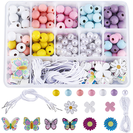 DIY Jewelry Making Kits, Including Wood Bead and Glass Beads, Mixed Shapes