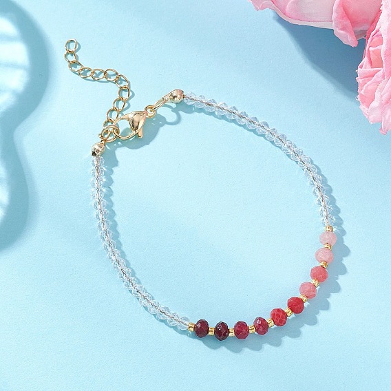 Браслеты из окрашенного натурального малайзийского нефрита и стеклянных бусин для женщин, рондель, градиент цвета