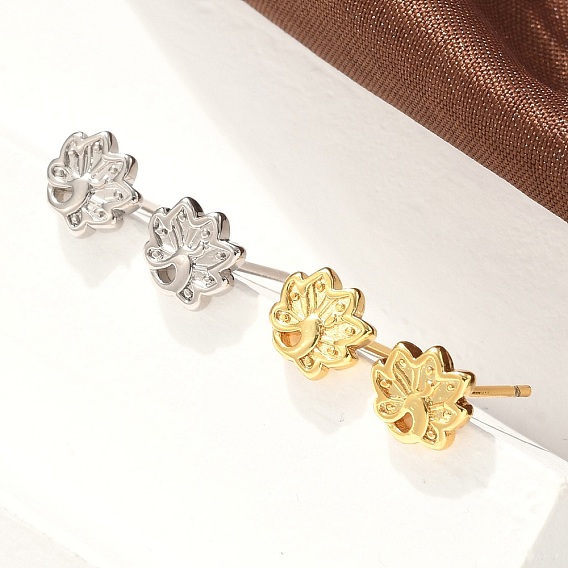 Серьги-гвоздики из латуни в виде павлина, долговечный, без свинца и без кадмия